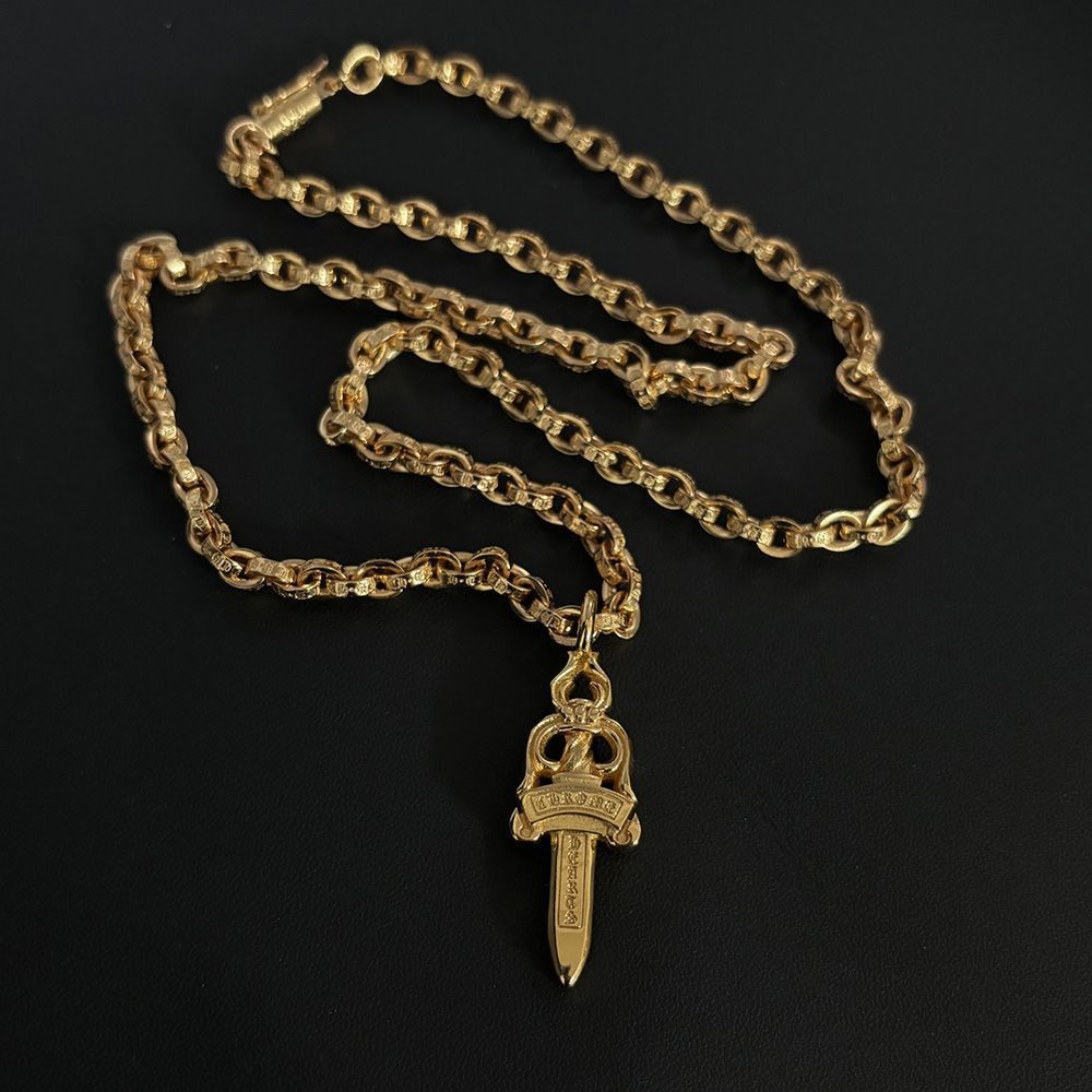 Chrome Hearts luxury high-end gold diamond sword pendant